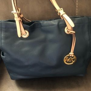 Michael Kors navy, leather tote
